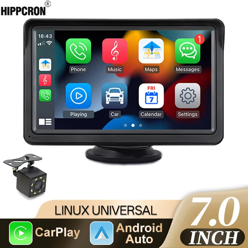 Pantalla Carplay & Android Auto Hippcron 7"