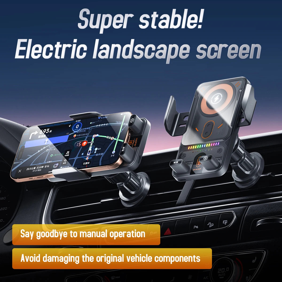 Soporte Inteligente Magnético con Cargador inalambrico 15w