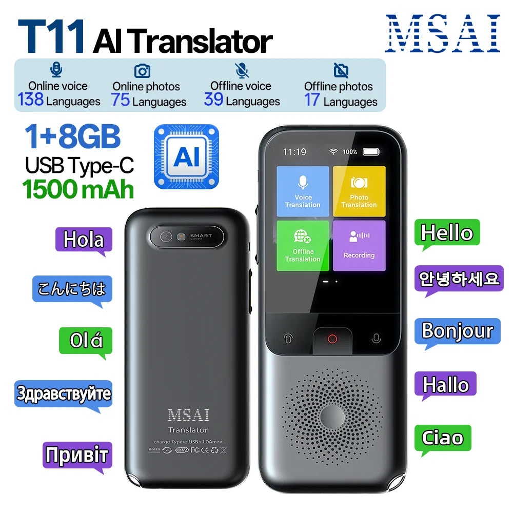 Traductor MSAI T11 138 idiomas para viajes en tiempo real