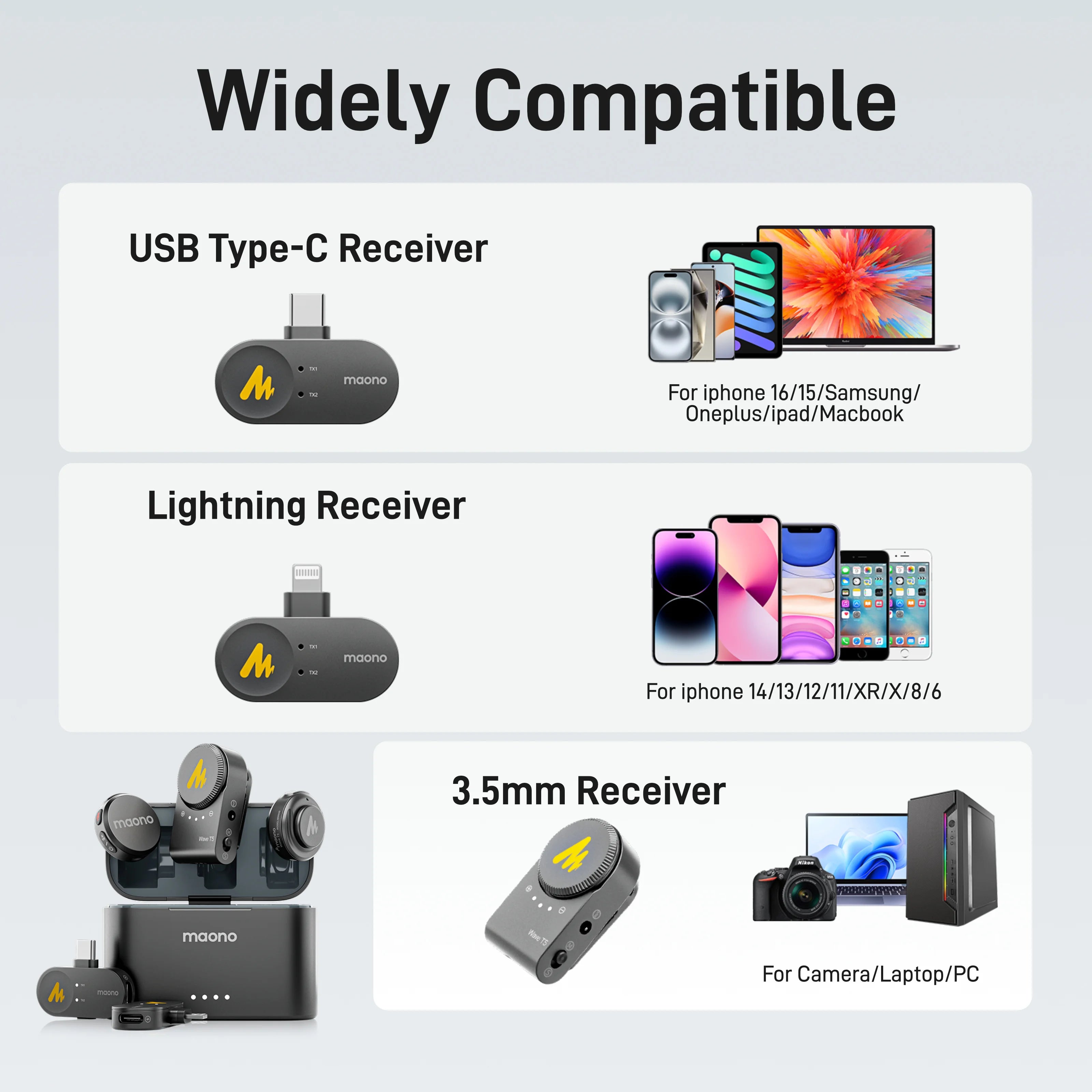 Micrófono MAONO Wave T5 Wireless Lavalier Lapel