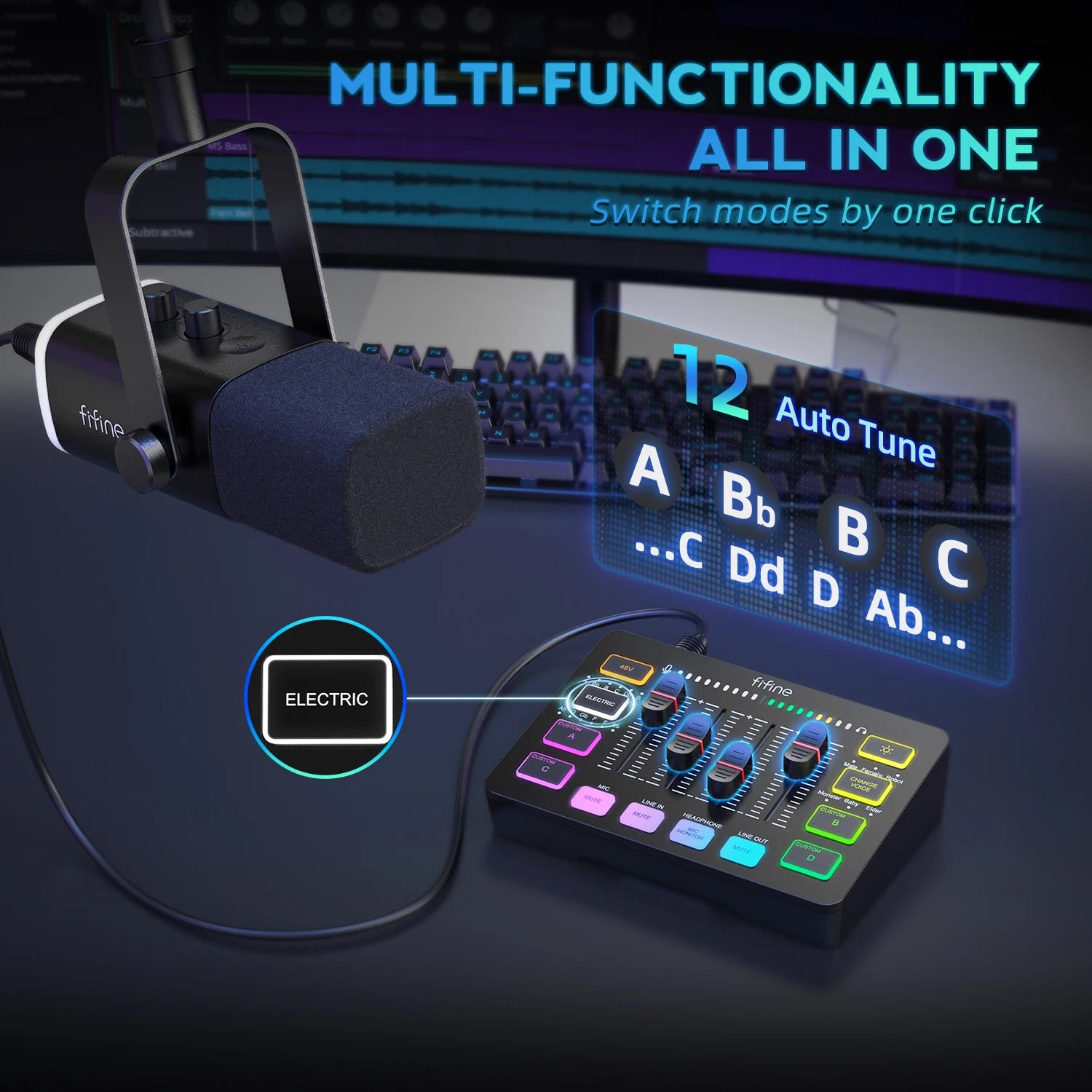 Micrófono FIFINE All-in-One Podcast Kit
