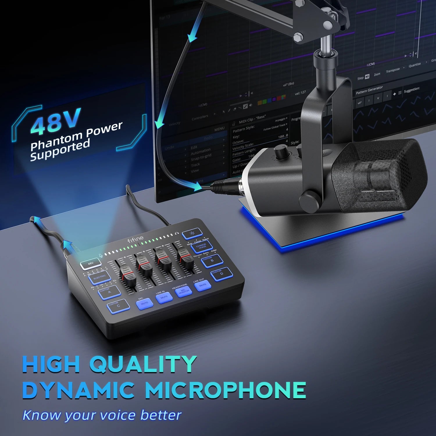 Micrófono FIFINE All-in-One Podcast Kit