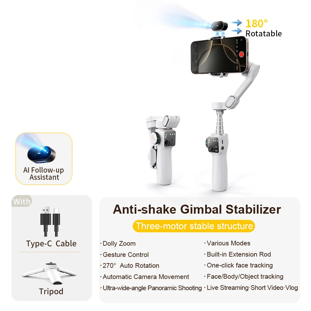 Estabilizador Gimbal AOCHUAN Smart V8 3 Ejes con Trípode
