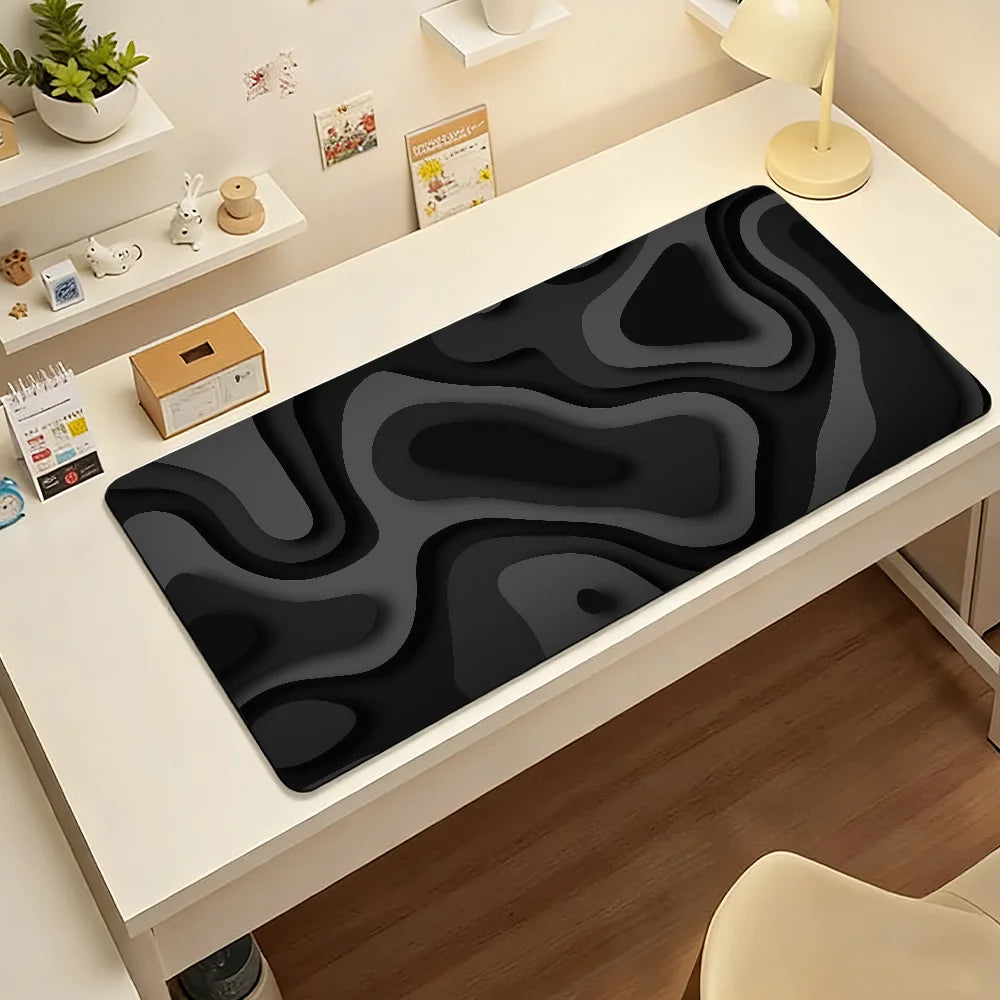Black and grey abstract art pattern design Mouse Pad