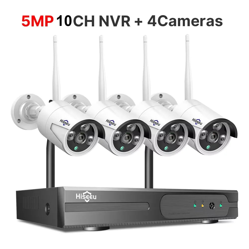 Hiseeu 3/5/8MP Sistema de Cámaras WiFi con NVR 10CH