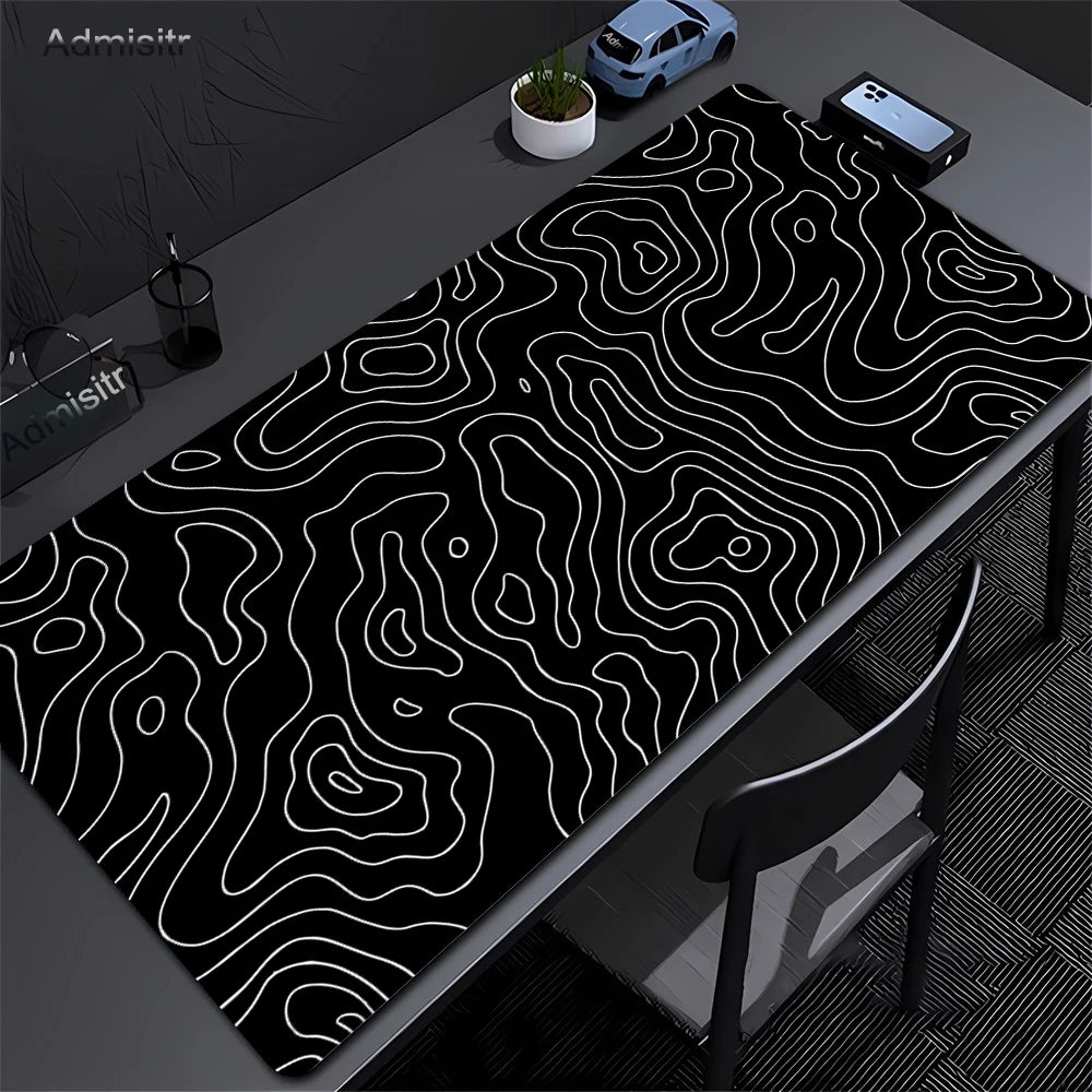 XXL Desk Mat Black And White Strata Liquid Mousepad
