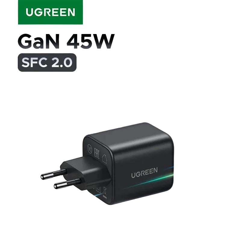 Cargador Rápido UGREEN 45W GaN PD3.0 PPS QC3.0