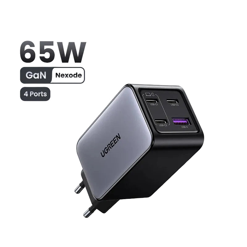 Cargador UGREEN 65W GaN 4 Puertos USB‑C