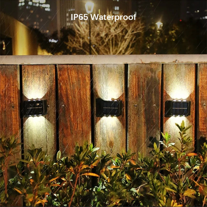 Lámpara de pared atmósfera al aire libre con panel solar 6LED