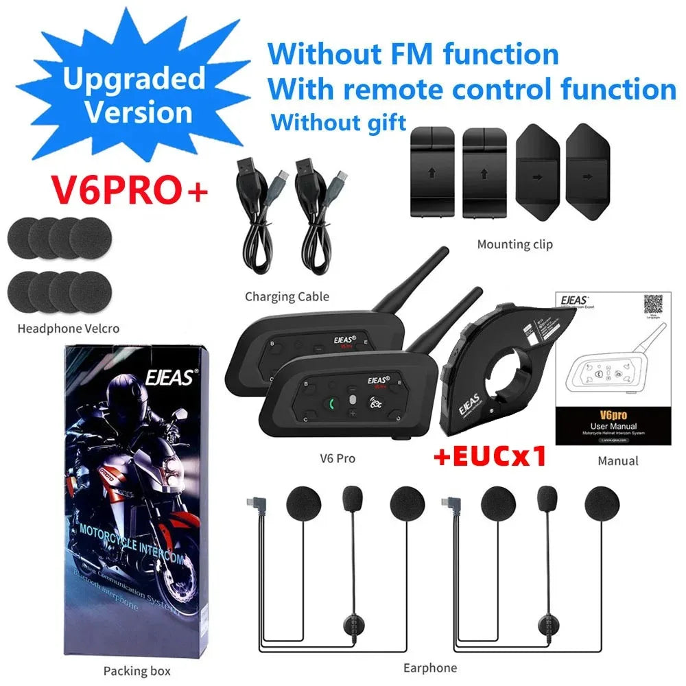 Intercomunicador EJEAS V6 PRO-BLUETOOTH para Casco de Moto IP67