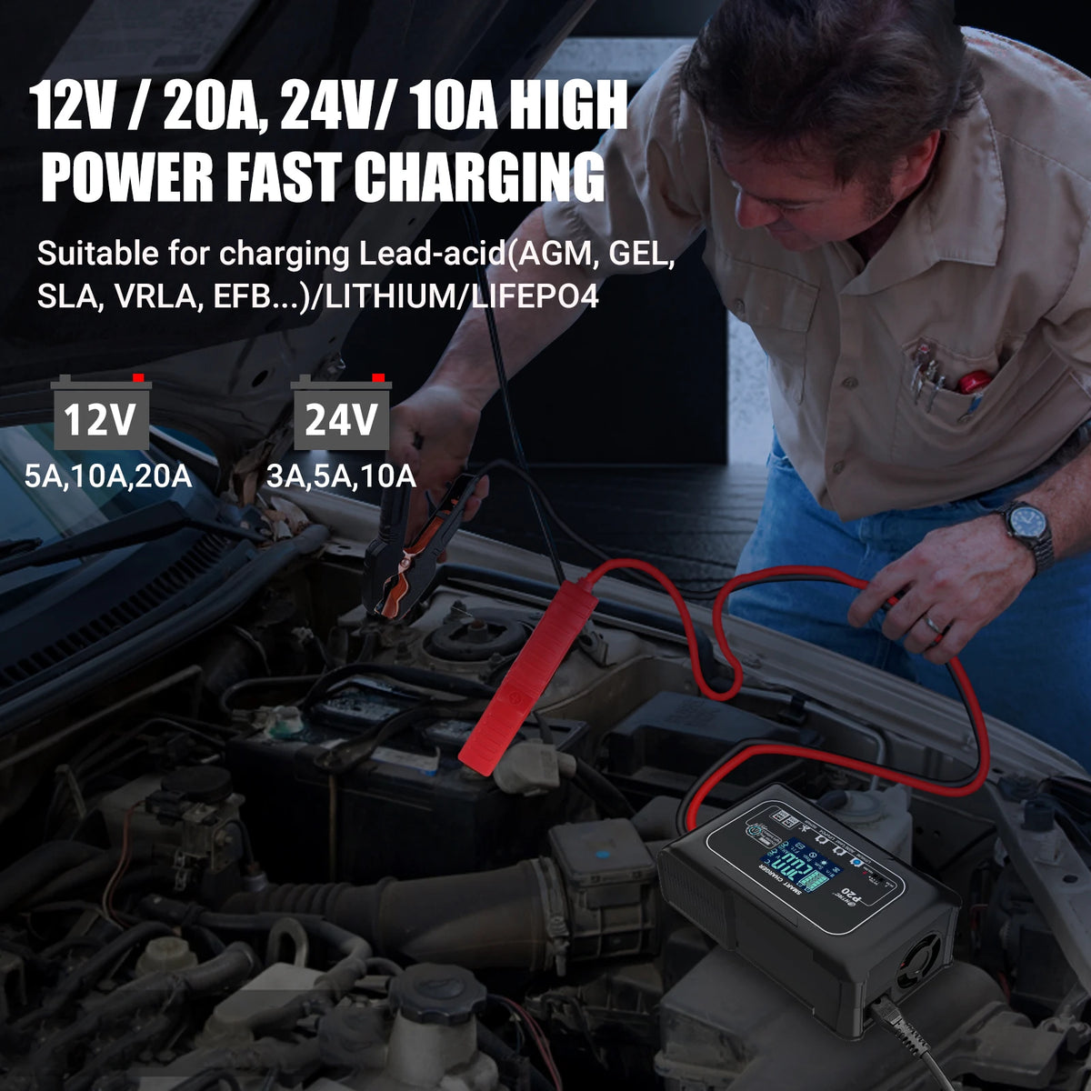 Cargador para Batería de Auto HTRC 12v