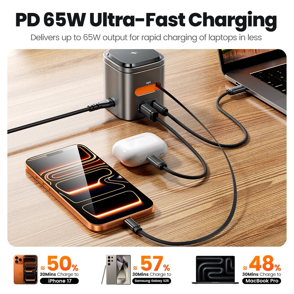 Estación de Carga GaN con MagSafe 15W y PD 65W