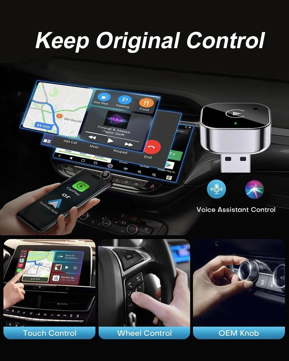 Adaptador Wireless CarPlay & Android Auto