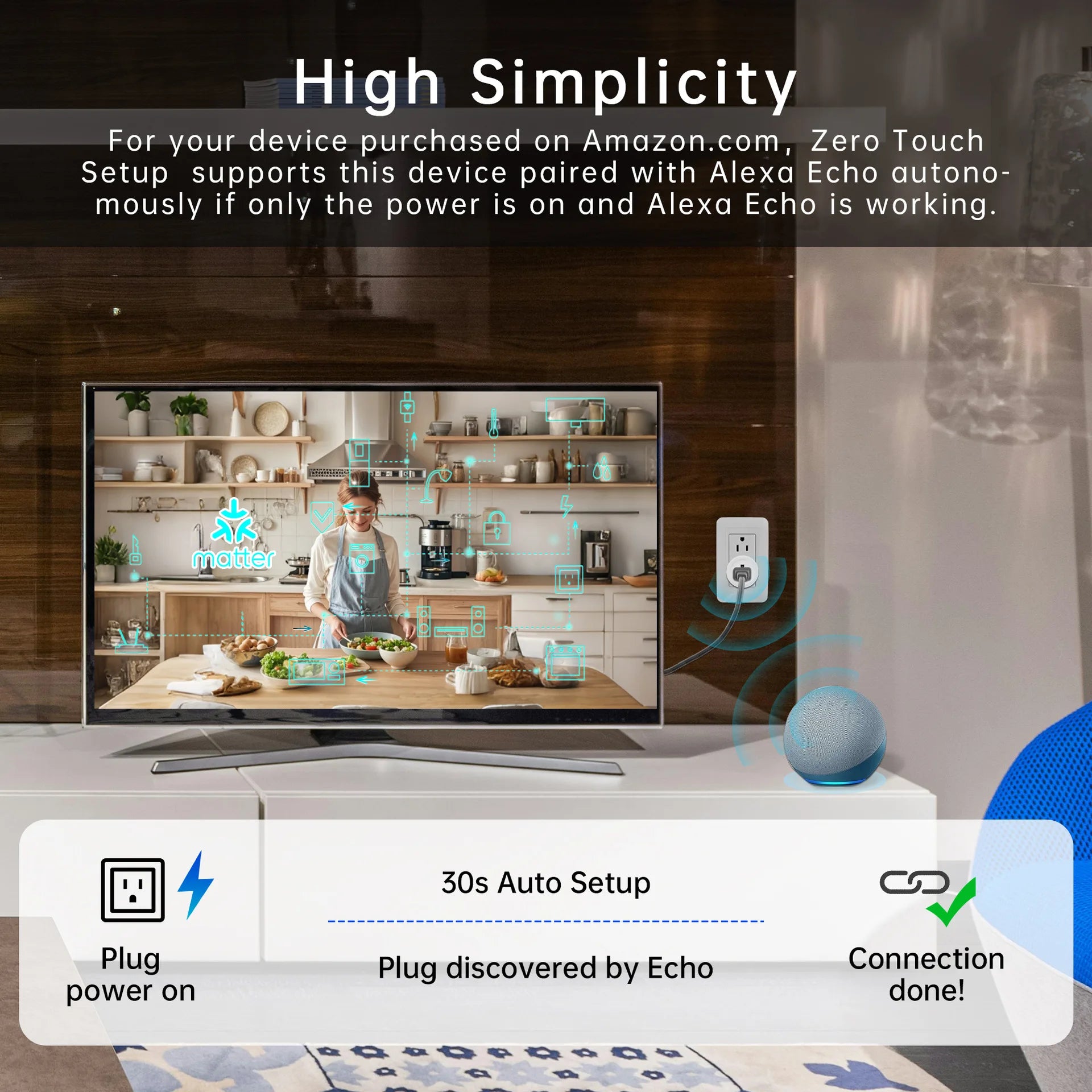 Matter Smart Socket US Plug Alexa Voice Control