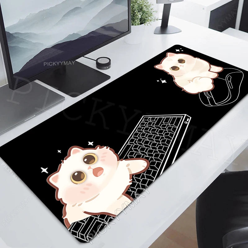 Gaming Mousepads Mousepad Black Cat Large Mouse Mat Office Desk Pads Non-Slip Rubber Gamer Mouse Pad Big Keyboard Mats