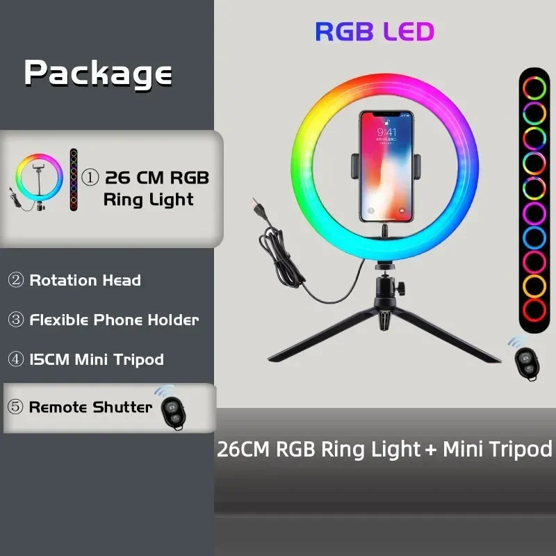 Aro de Luz RGB con Trípode y Mando