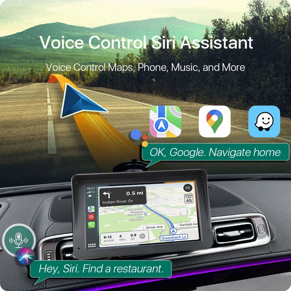 Pantalla Carplay & Android Auto GreenYi 7" Touch Screen