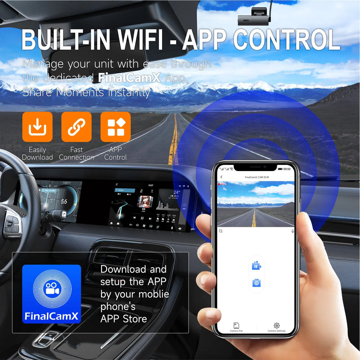4K WiFi  Car Dash Cam Drive Recorder Front Rear
