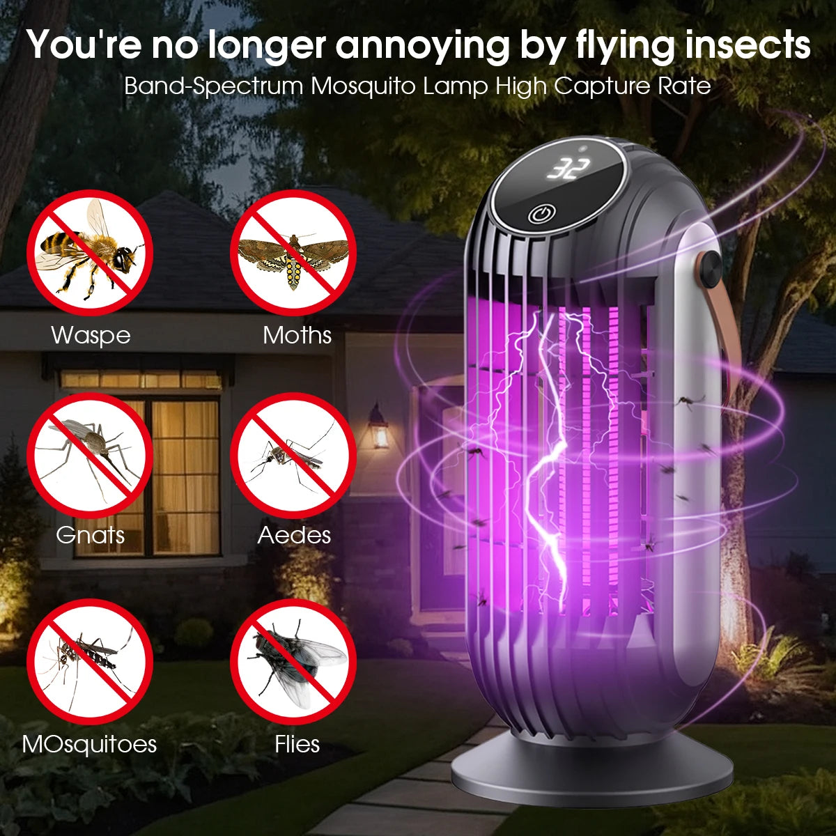 Lámpara mata mosquitos USB Rechargeable