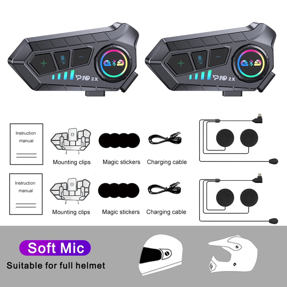 Intercomunicador para motocicleta KEBIDUMEI 1/2x IPX6