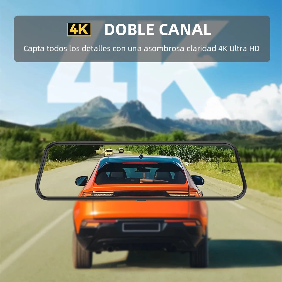 Dash Cam Acceo 4K Espejo Wireless CarPlay Android Auto