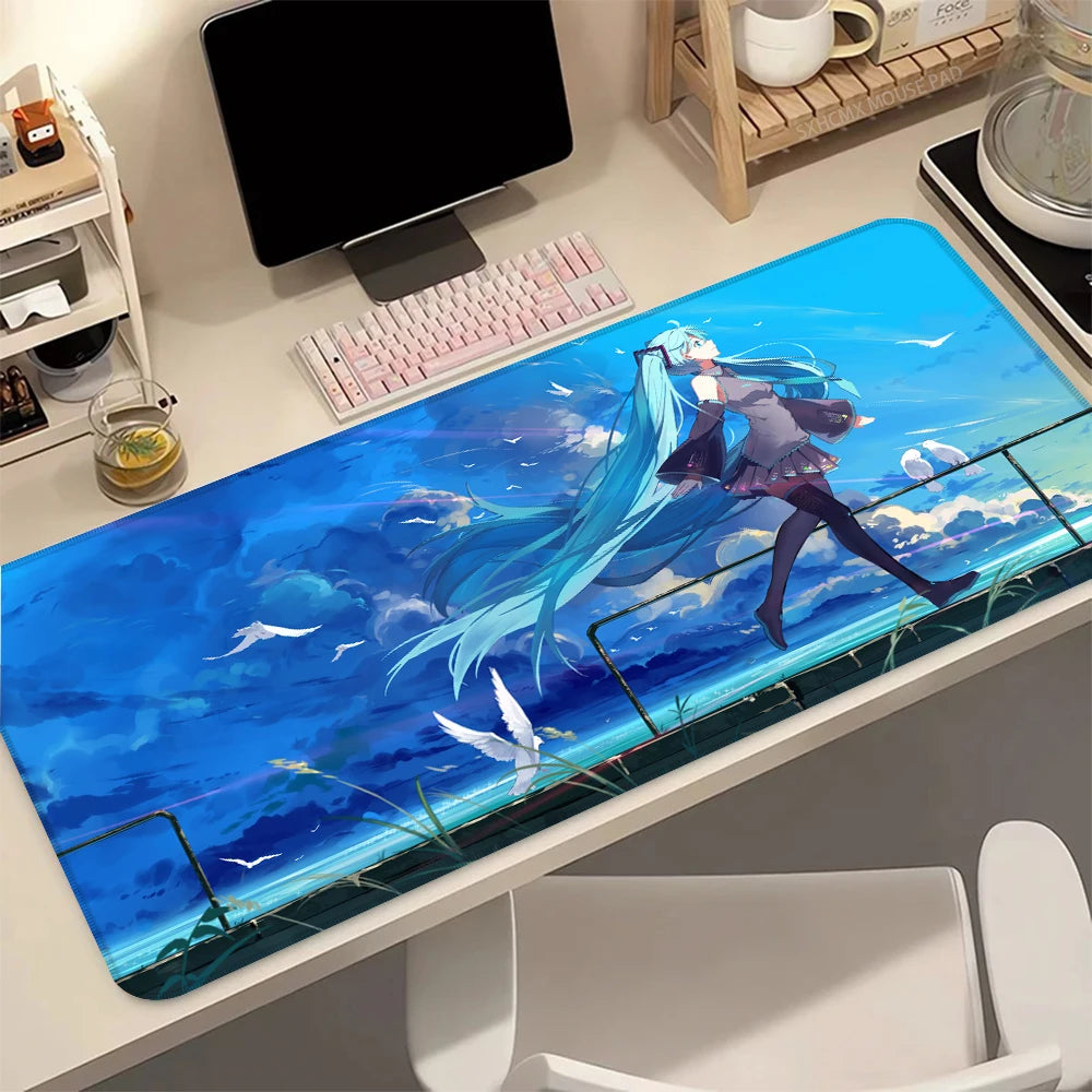 Keyboard Desk Mat Mousepad Laptop Virtual Diva H-Hatsune Miku Anime Large Mouse Pad Office Accessories Cute Girl Soft MousePads