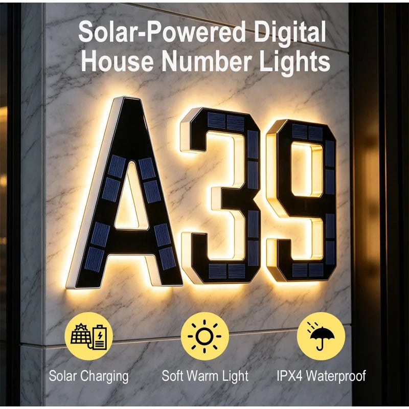 Luz LED Solar para Números de Casa Impermeable