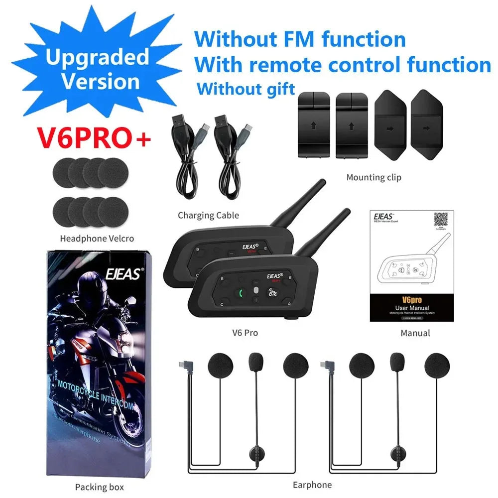Intercomunicador EJEAS V6 PRO-BLUETOOTH para Casco de Moto IP67