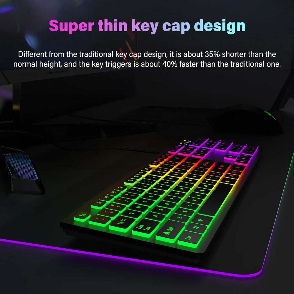 Gaming Teclado Light Backlit RGB Mute Wired