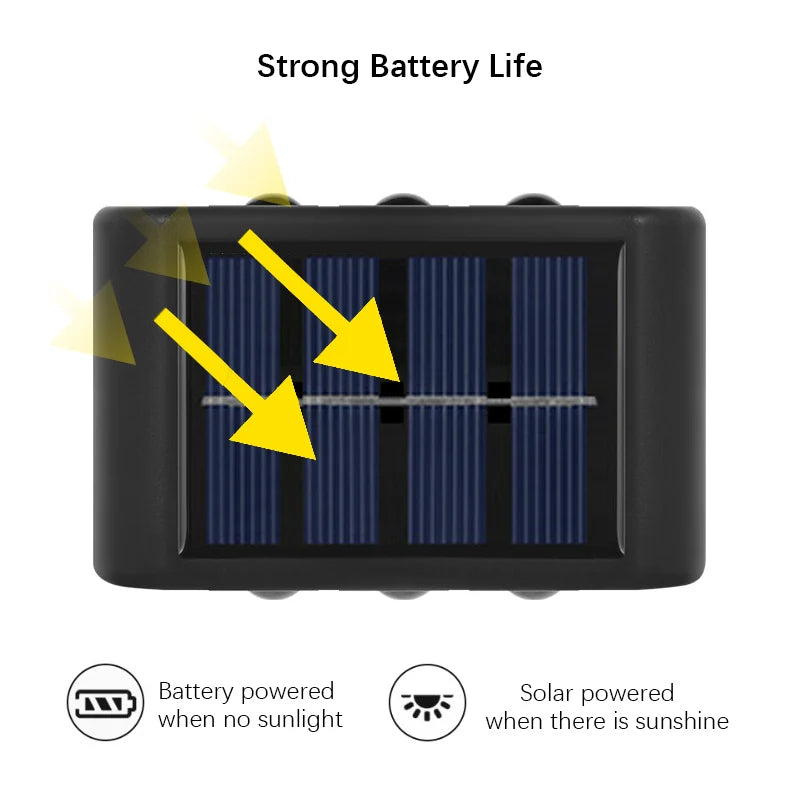 Lámpara de pared atmósfera al aire libre con panel solar 6LED