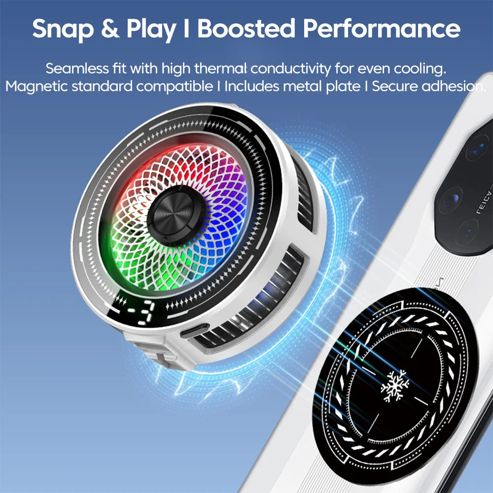 15W Magnetic Clip-on Semiconductor Phone Cooler With Digital Display Light Three-speed Adjustable AI Mobile Ice Cooling Radiator