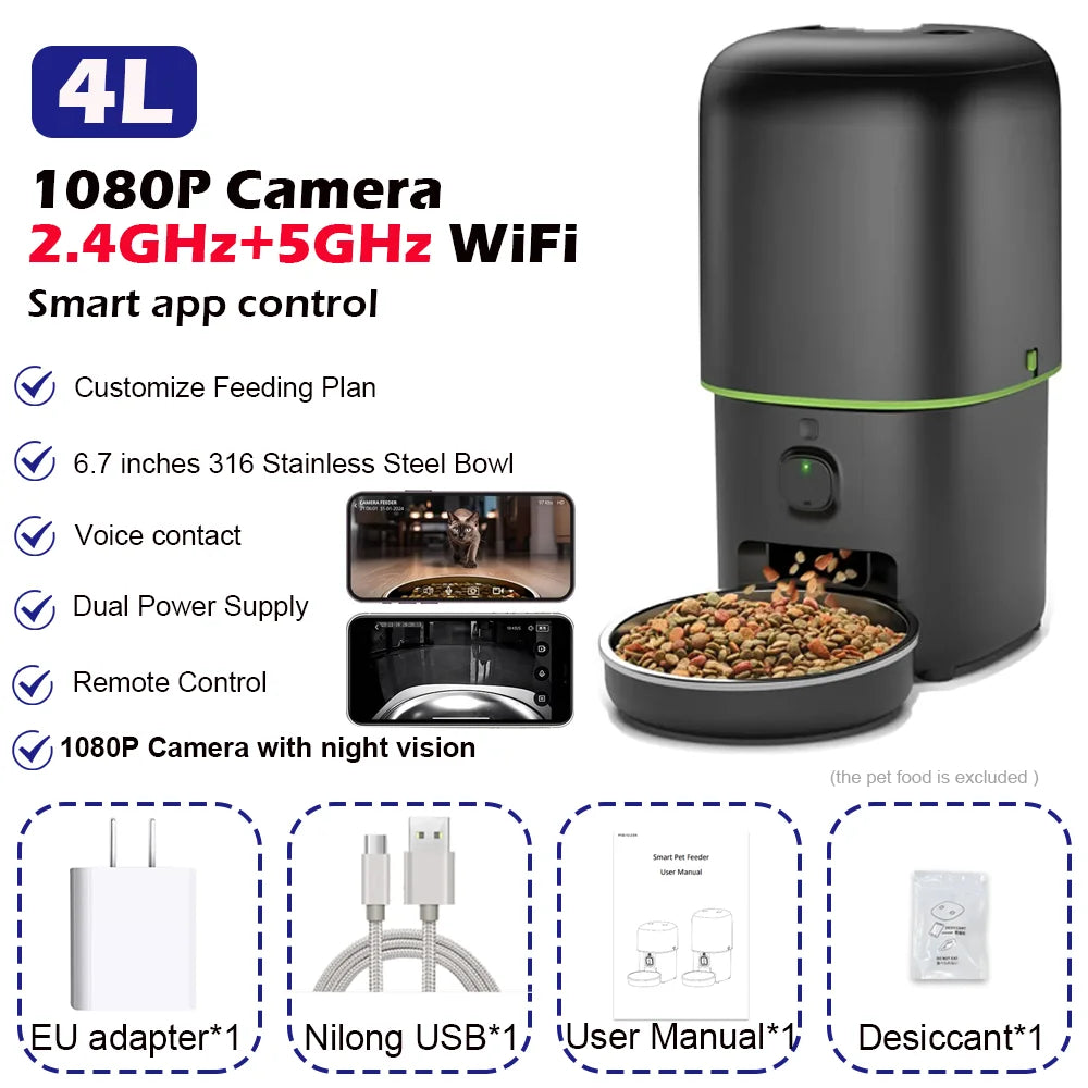 Comedero automático para gatos con cámara