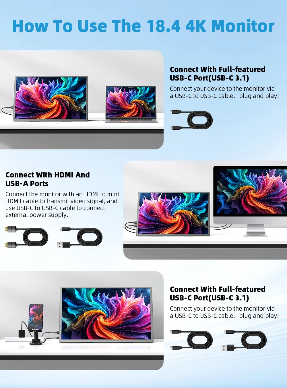 Monitor UPERFECT 18.4 inch 4K QLED