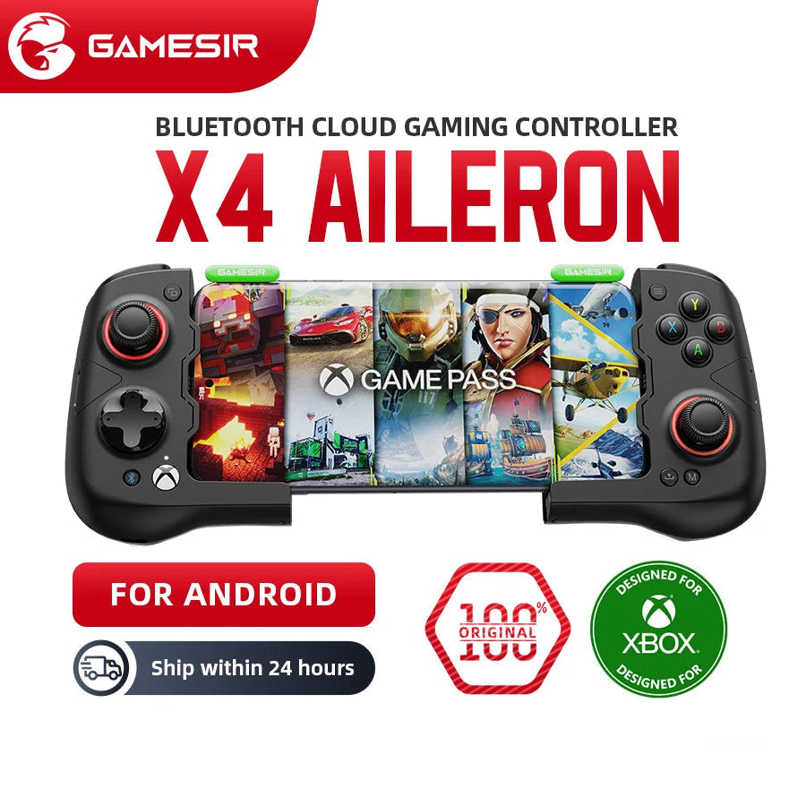 GameSir X4 Aileron Bluetooth Mobile Phone Gamepad Xbox Authorization Gaming Controller with Hall Effect, Portable joycon