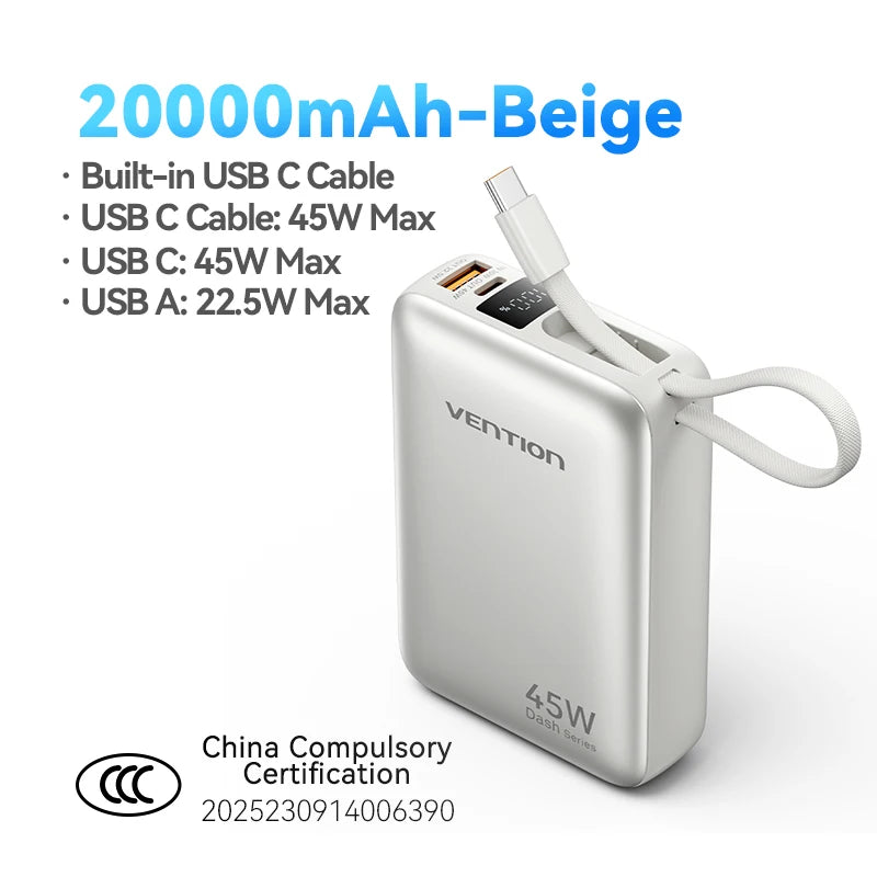 Power Bank Vention CCC Power Bank 45W 20000mAh