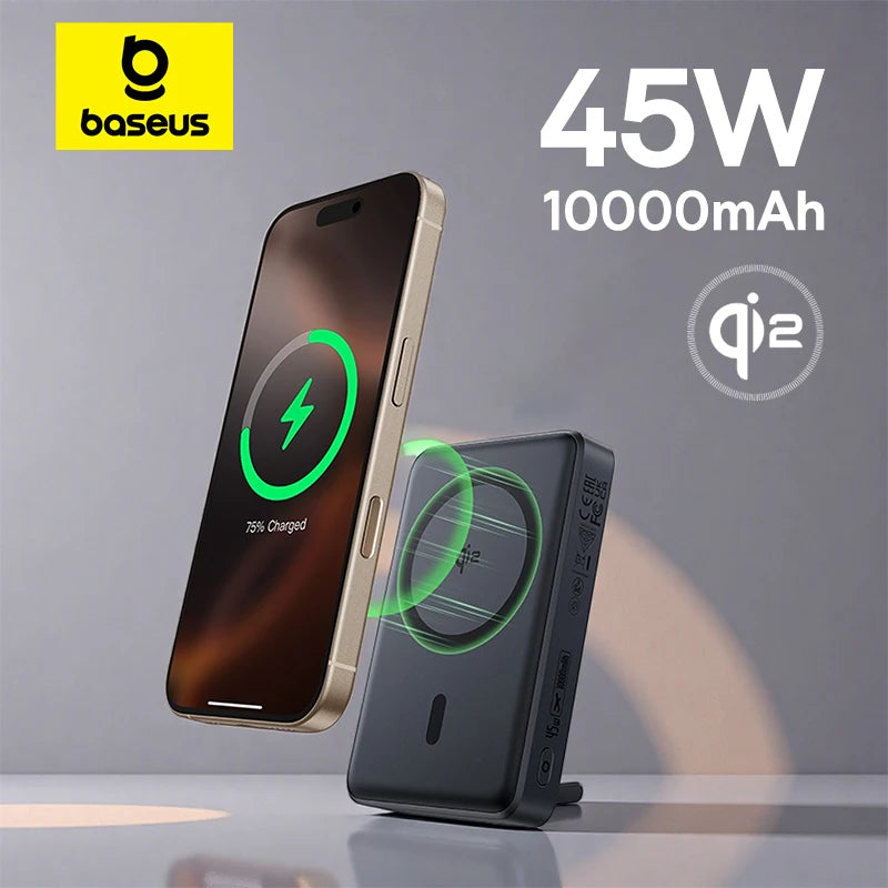 Baseus Nomos Qi2 45W Power Bank 10000mAh con Soporte