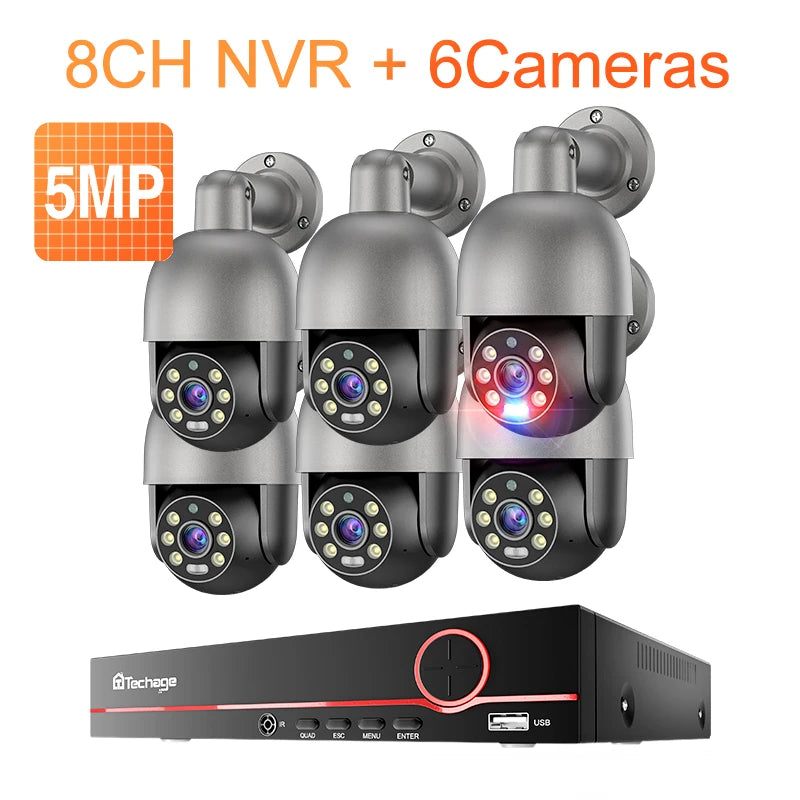 Système de caméra PTZ POE Techage 5MP/8MP 8 canaux H.265