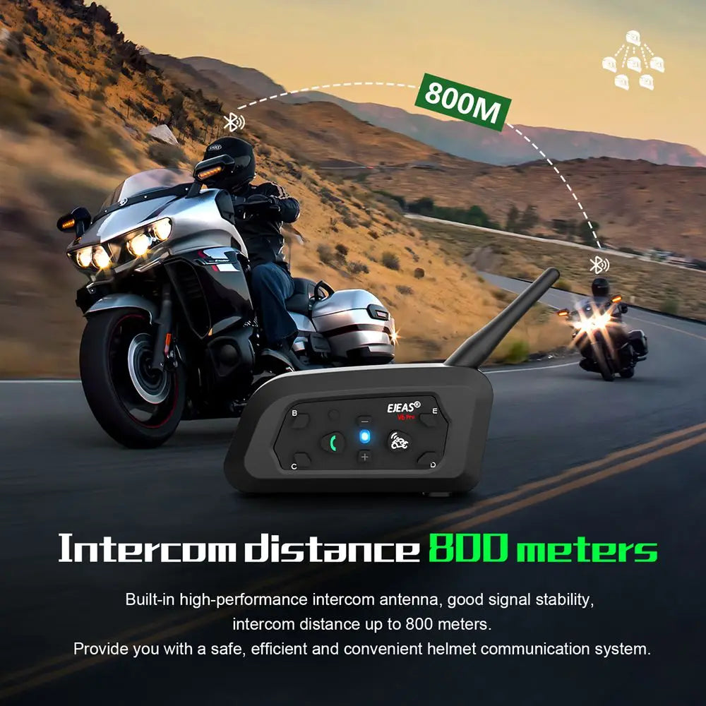 Intercomunicador EJEAS V6 PRO-BLUETOOTH para Casco de Moto IP67