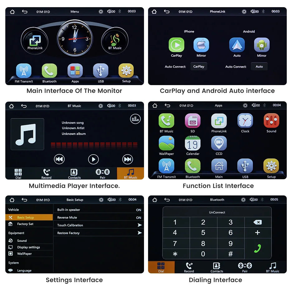 Pantalla Carplay & Android Auto GreenYi 7" Touch Screen