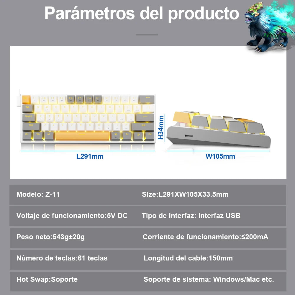 E-YOOSO Z11 USB Wired Teclado Gaming mecanico