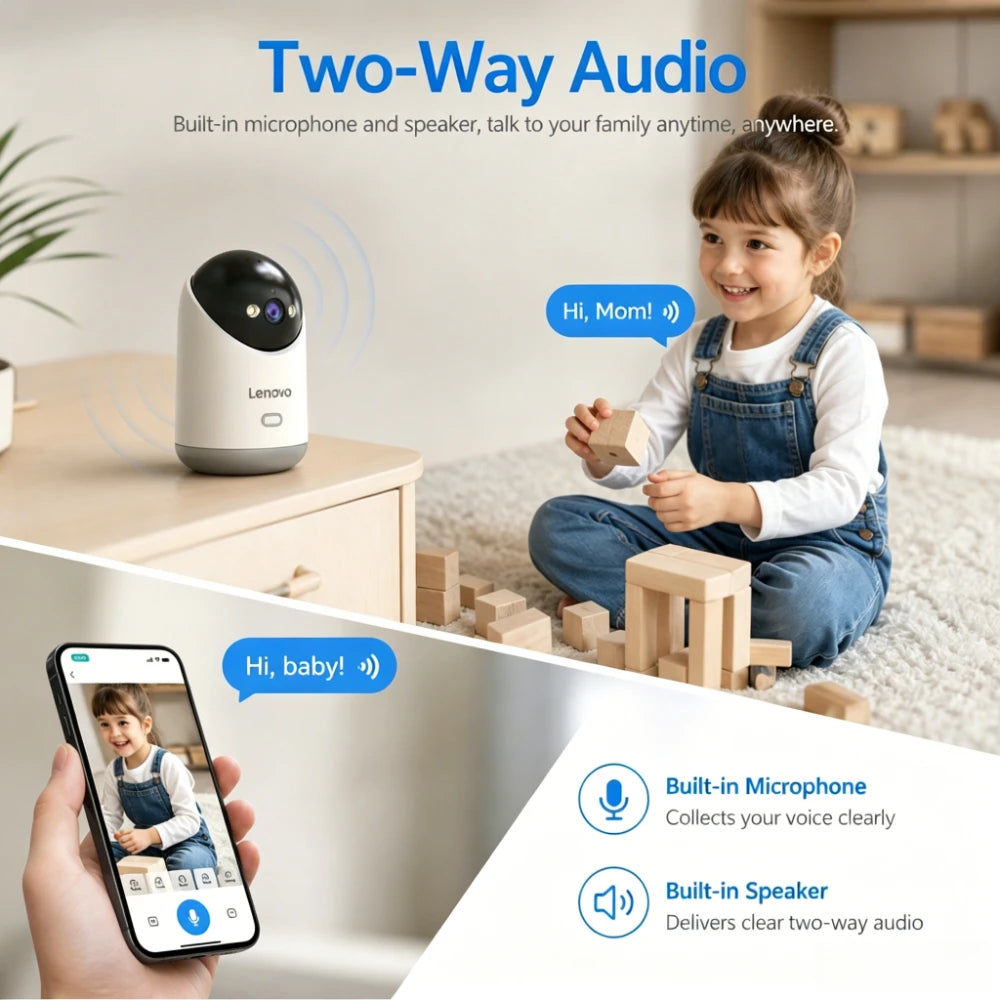 Lenovo 5MP 5G WiFi Camera Indoor Home Security IP Smart Baby Monitor Camera Color Night Auto Tracking Video Surveillance Camera