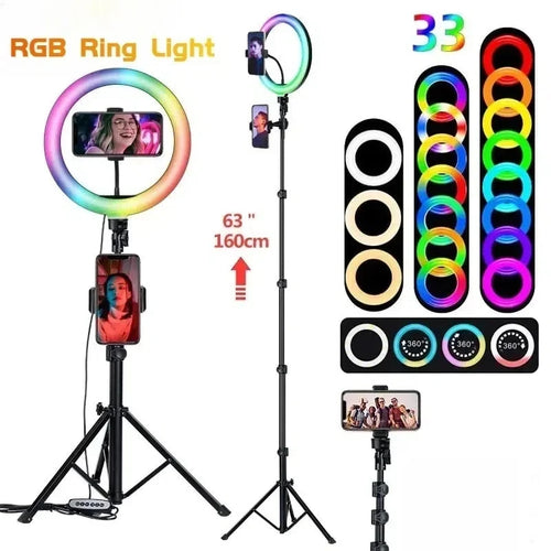 Aro de Luz RGB con Trípode y Soporte Móvil