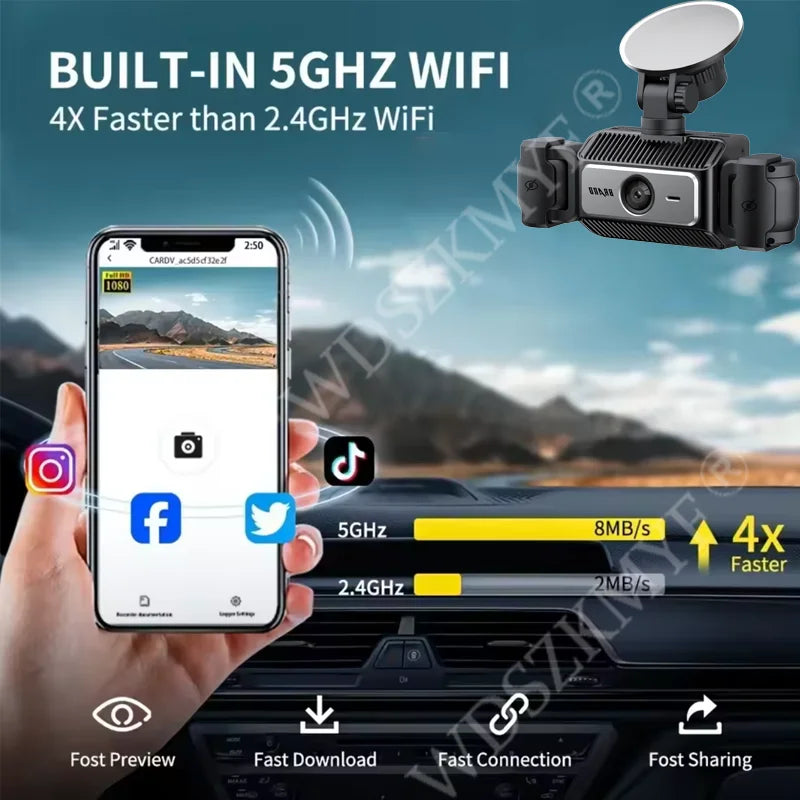 3/4 Channels 360° DashCam WIFI Video Recorder 1080P