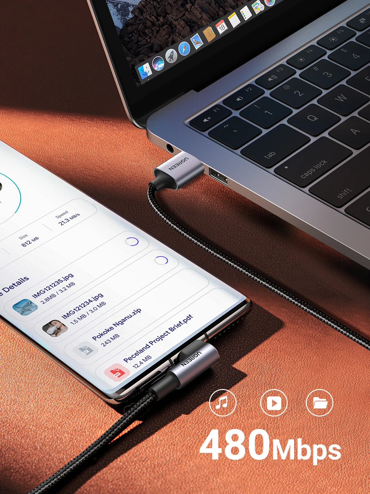 UGREEN Cable USB A a USB‑C 90° 3A Trenzado