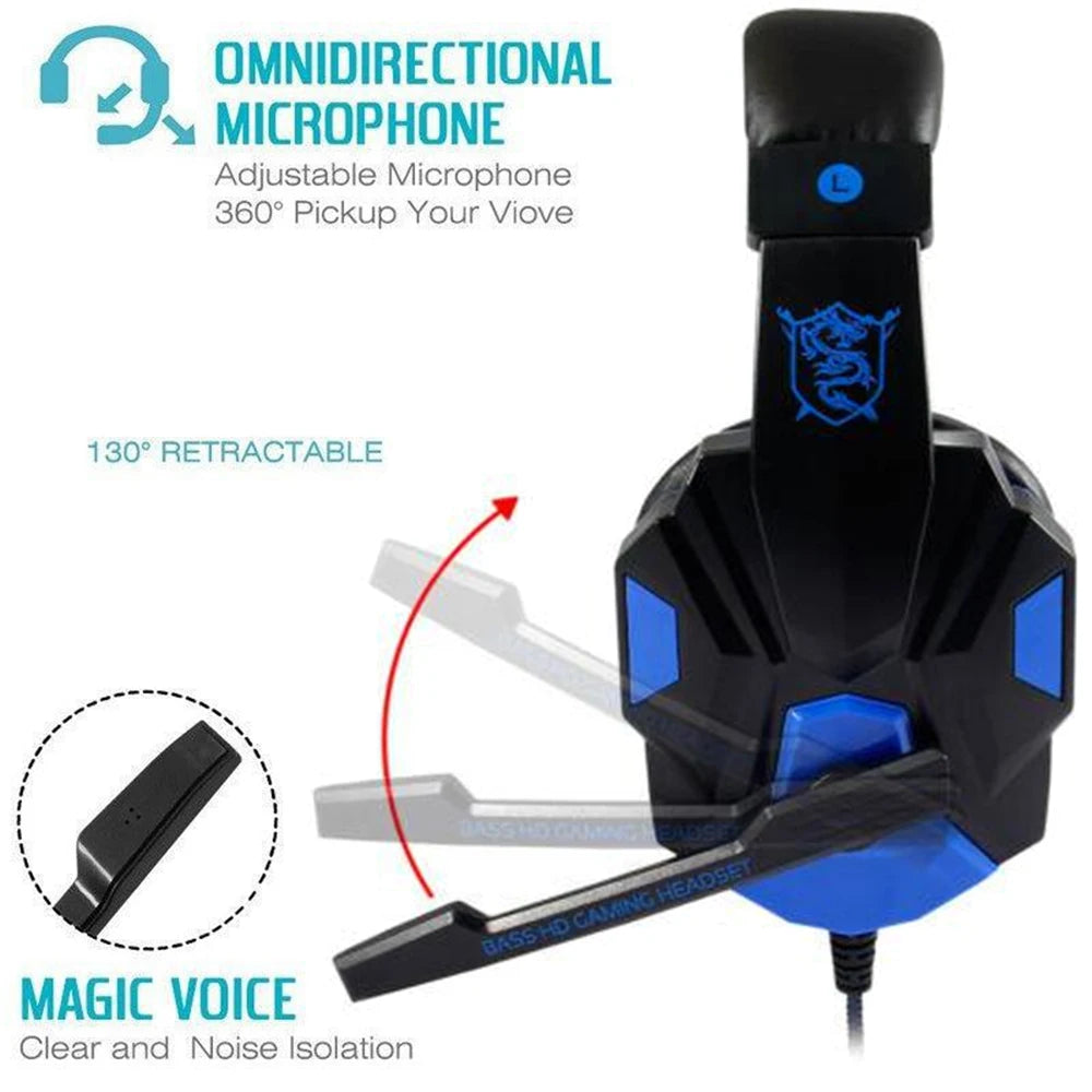 3.5mm Wired Gaming Headphone Game Headset Noise Cancelling Earphone With Microphone Volume Control For Switch Laptop PC Computer