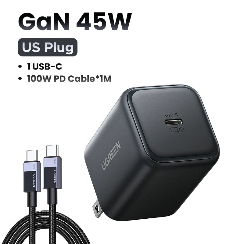 Cargador Rápido UGREEN 45W GaN PD3.0 PPS QC3.0