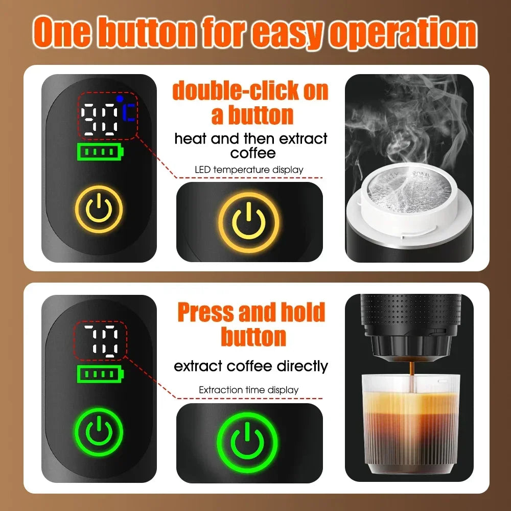 DENOKIN™ Cafetera Espresso Portátil 3‑en‑1