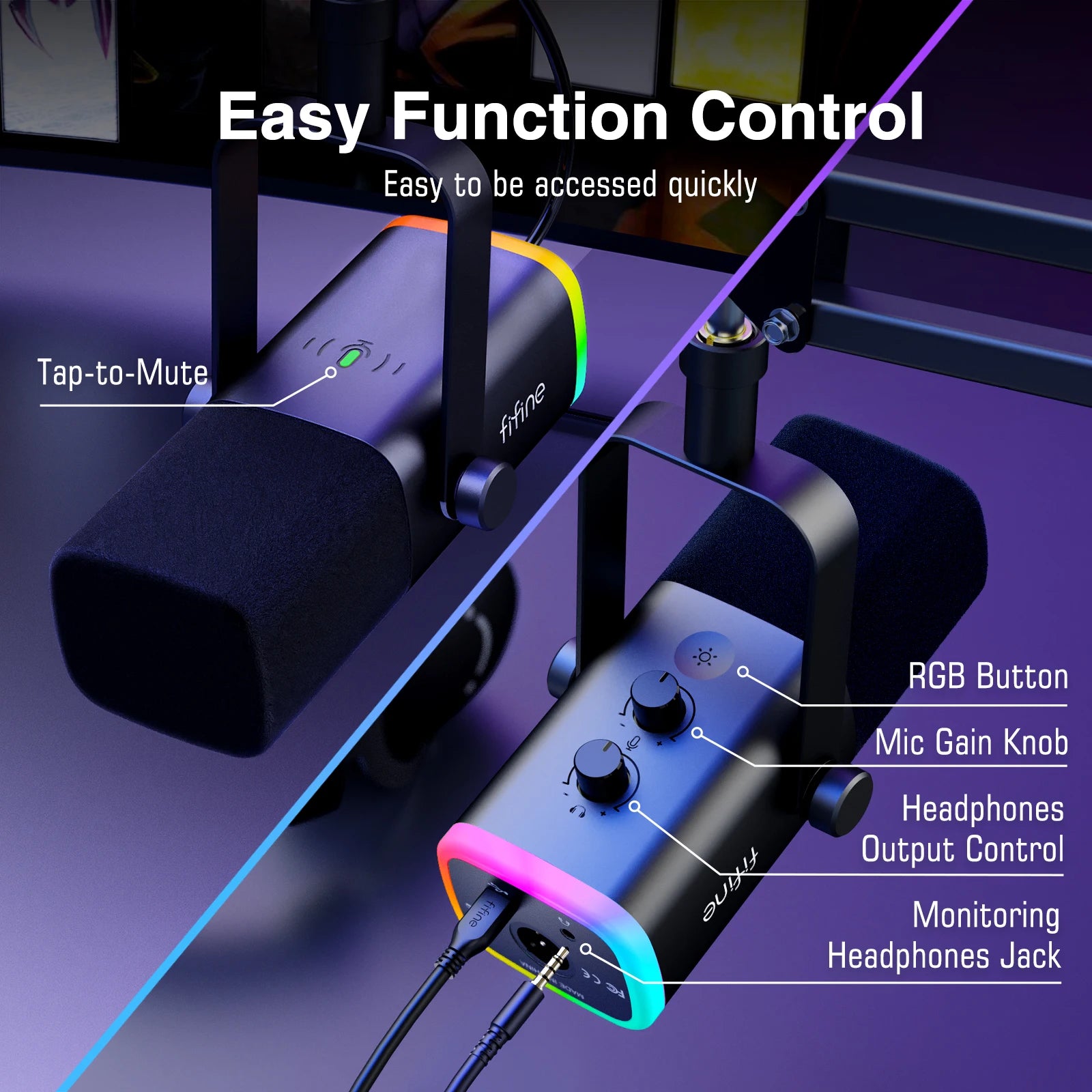 Micrófono FIFINE Dynamic XLR Kit con Boom Arm