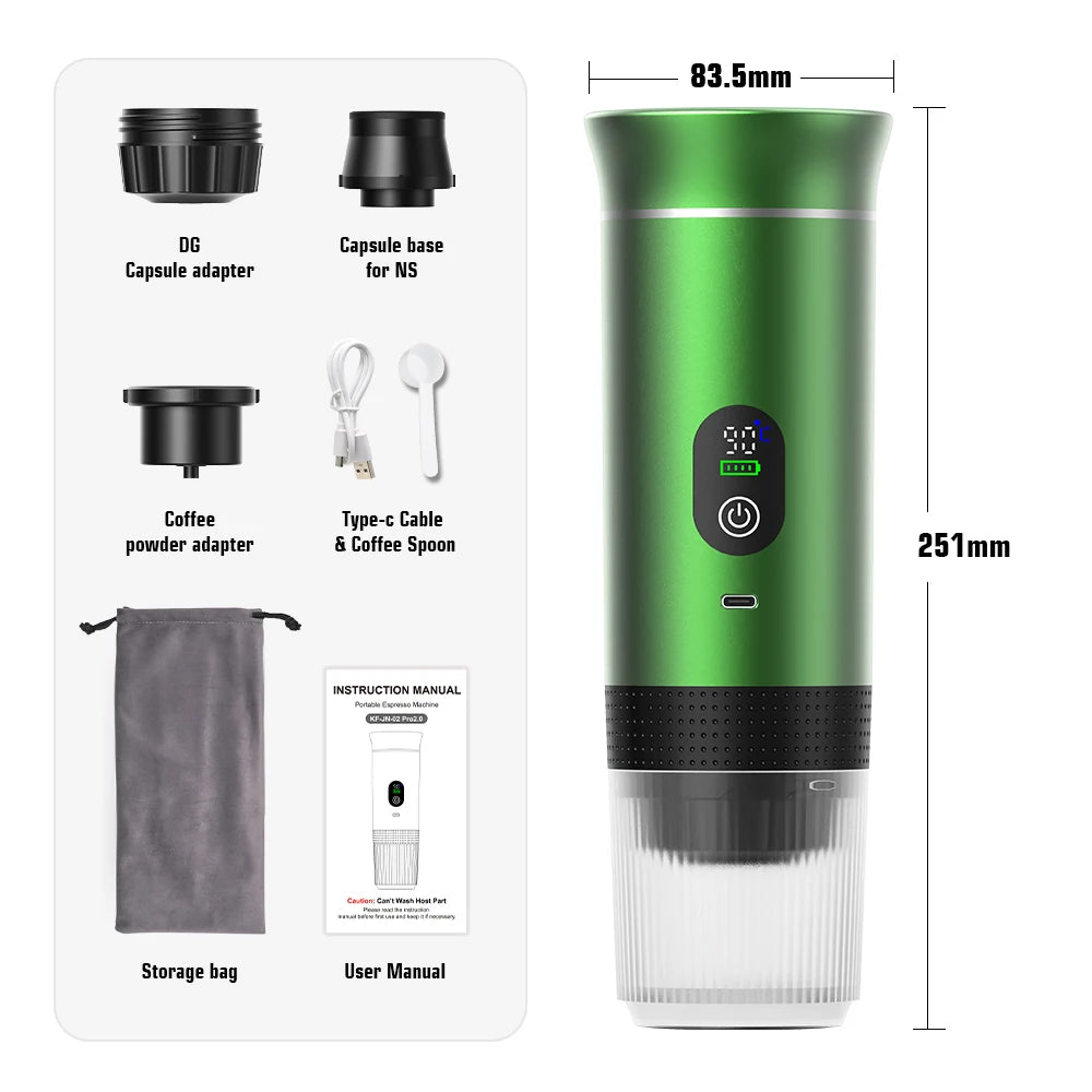 DENOKIN™ Cafetera Espresso Portátil 3‑en‑1