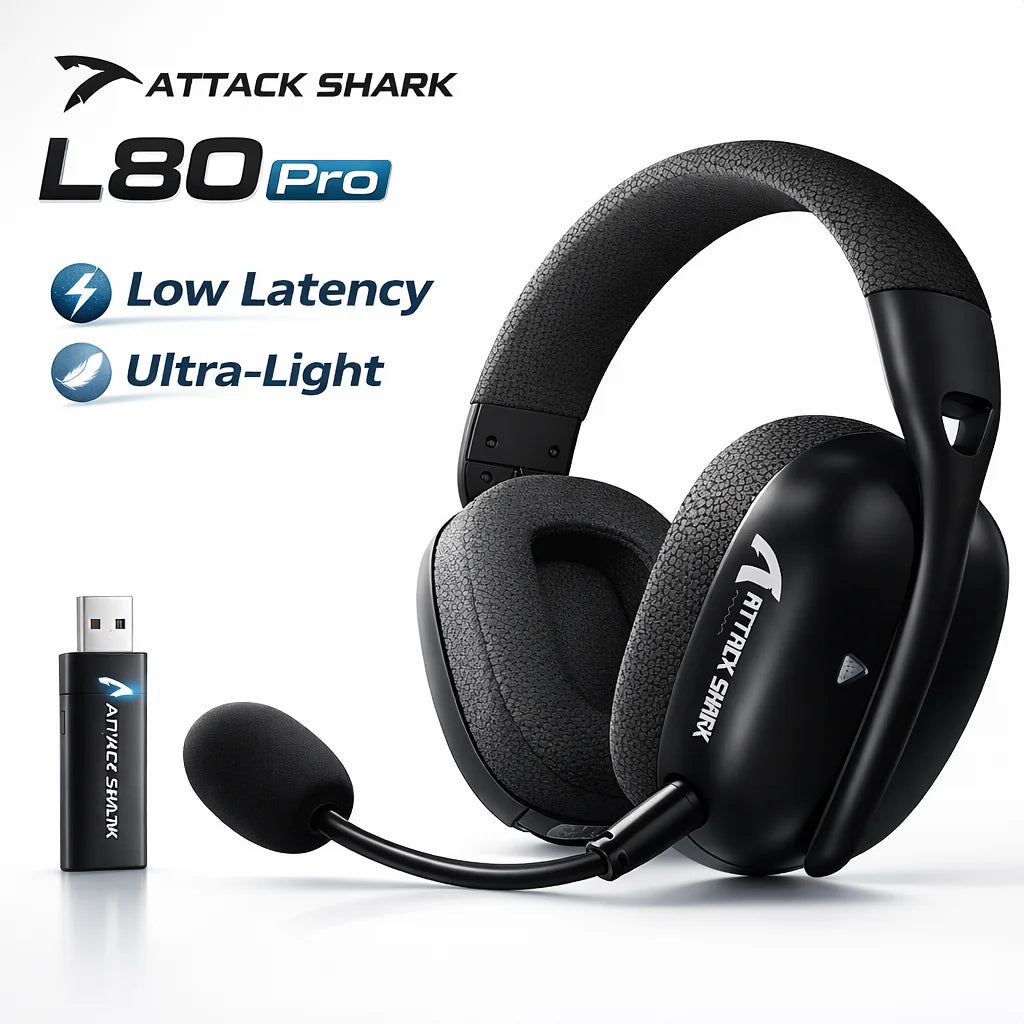 ATTACK SHARK L80PRO Wireless Audífonos Gamer Tri-Mode